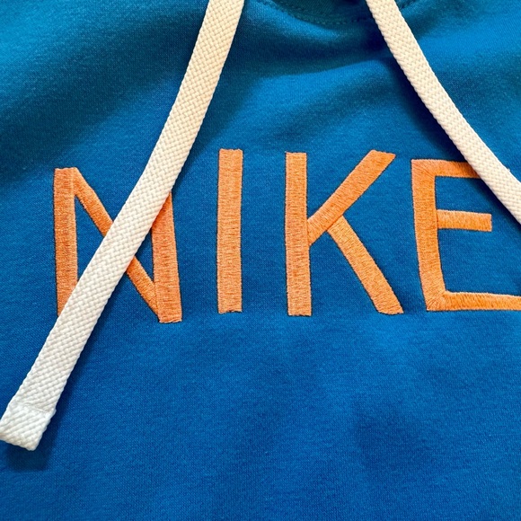 **NWOT*** Nike Men’s Sportswear Blue Pullover Hoodie with Orange Nike Logo -2X - Picture 3 of 11